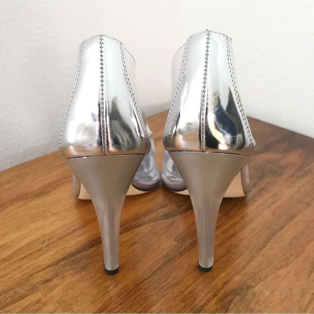 New GOOD AMERICAN CLEAR Silver Heels - Picture 5 of 13